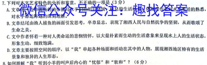 百校大联考 全国百所名校2023届高三大联考调研试卷(七)7语文