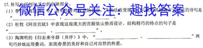 安徽省2023届九年级第一学期期末初中教学质量监测语文