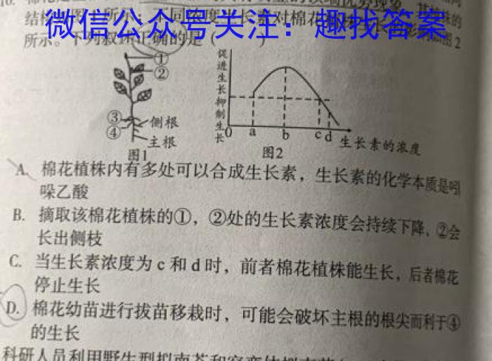 青海省2022~2023学年度高二第一学期大通县期末联考(232377Z)生物试卷答案