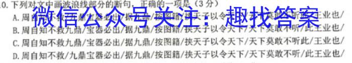 九龙坡区2022-2023学年教育质量全面监测(中学)高一上学期语文