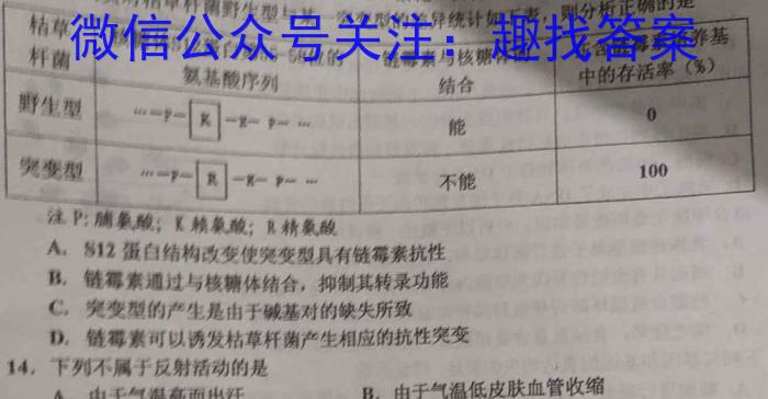 2024~2023学年度芜湖市高二上学期期末学情检测(23-261B)生物