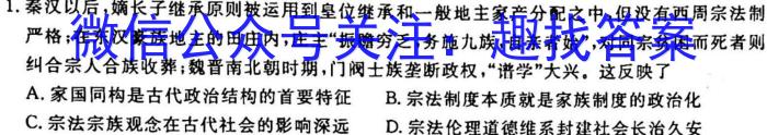 衡水金卷先享题·月考卷 2022-2023学年度下学期高三年级一调考试(老高考)历史