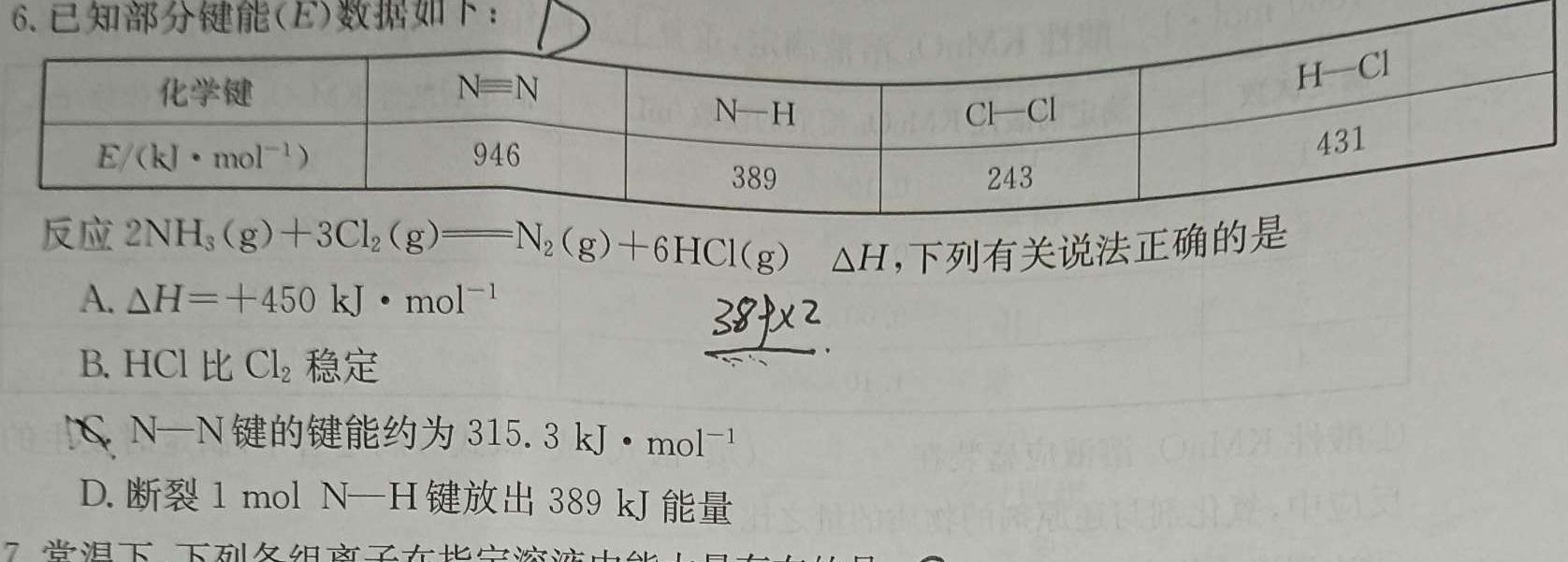 2022-2023学年高中毕业班八省联合教育信息中心统一命题考试化学