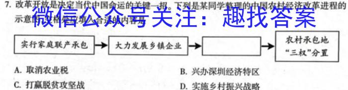 安徽省利辛县2022-2023年度八年级第一学期义务教育教学质量检测历史