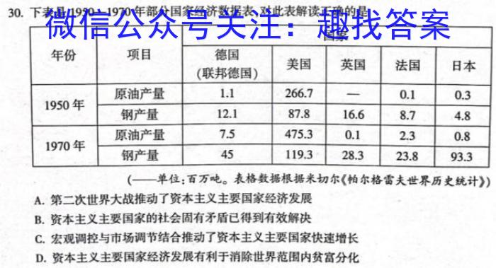 安徽省2022-2023学年八年级第一学期期末质量监测历史试卷