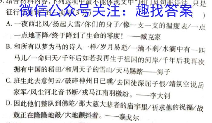 2023届陕西高三年级3月联考（23-326C）语文