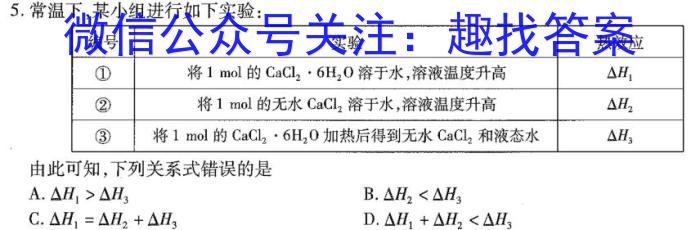 2023考前信息卷·第五辑 重点中学、教育强区 考向考情信息卷(一)1化学