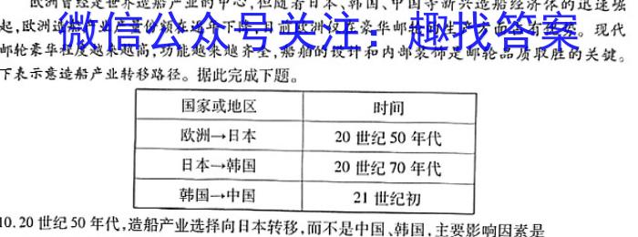 2022~2023学年核心突破QG(十七)17地理