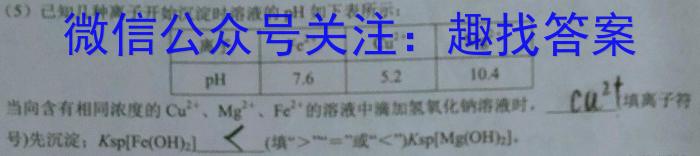 江西省2023届九年级《学业测评》分段训练（五）化学