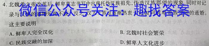 武汉市2023届高中毕业生二月调研考试历史