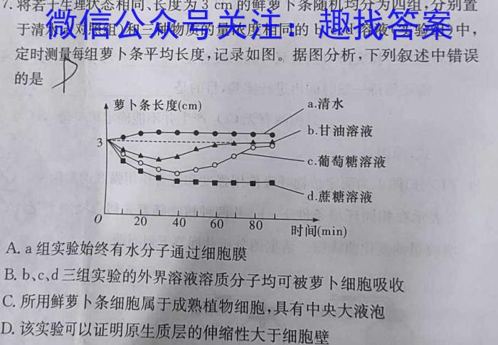 名师卷2023届普通高等学校招生全国统一考试仿真模拟卷(二)2生物