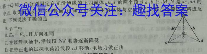 安徽省名校联考2025届第二学期高一年级开学考物理.