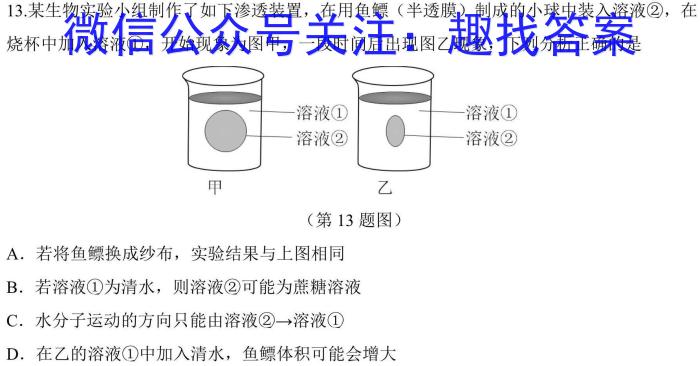 2022-2023学年湖南省高二试卷3月联考(23-339B)生物