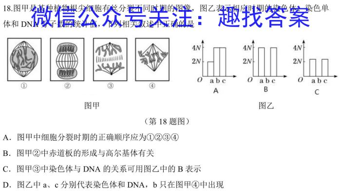 智慧上进2023届限时训练40分钟·题型专练卷(四)生物