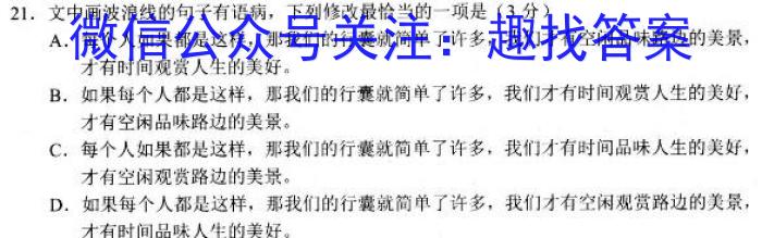 百师联盟2023届高三高考模拟卷（湖南卷）语文