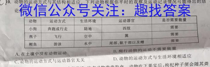 安徽省2024届同步达标自主练习·八年级第五次考试生物