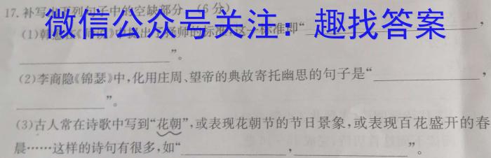 安徽省2023届九年级结课评估（5LR）语文