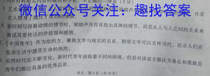 湖南省永州市2023年初中学业水平考试模拟试卷（四）语文