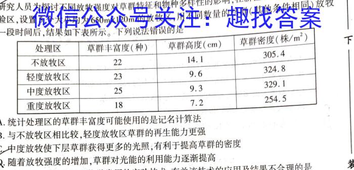 牡丹江市2022级高一学年上学期期末考试生物