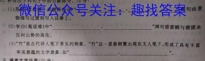 陕西省2023年初中毕业检测卷语文