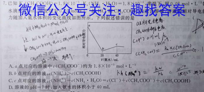 智慧上进2023届限时训练40分钟·题型专练卷(四)化学