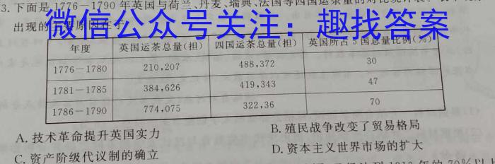 金寨县2022-2023学年度九年级第一学期期末质量监测历史
