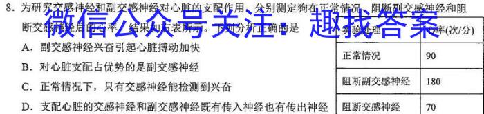 中考模拟系列2023年河北省中考适应性模拟检测(巩固一生物