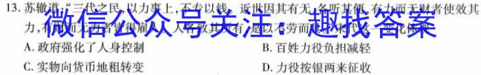 新版2023届 中考导航六区联考试卷(一)历史