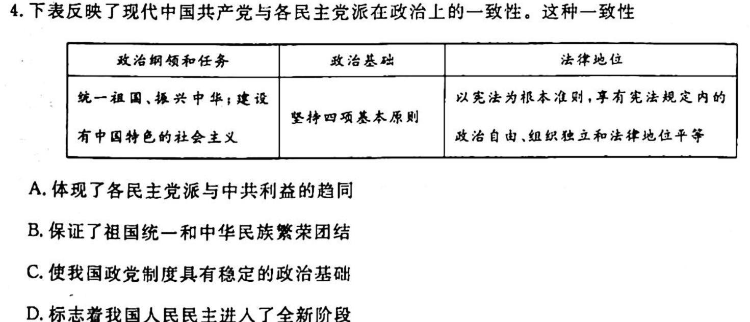 遵义市高中第二教育集团2023届高三联考试题(3月)历史