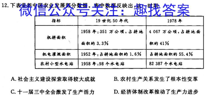 2023年高考冲刺模拟试卷(一)1历史