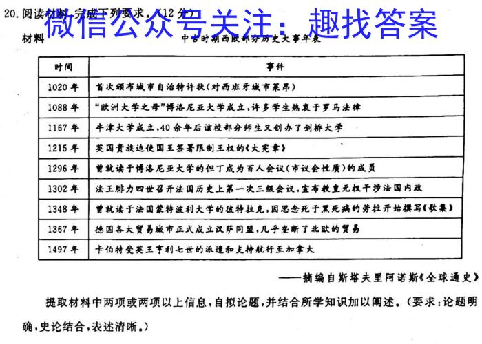 2023届九师联盟高三年级3月质量检测（新高考-G）历史