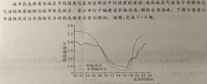 2023届衡水金卷先享题信息卷 全国卷(四)4.地理