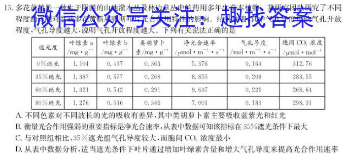 高州市2022-2023学年九年级第一学期期末质量监测生物