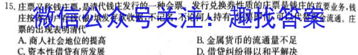 安徽省2022-2023学年高二年级下学期历史