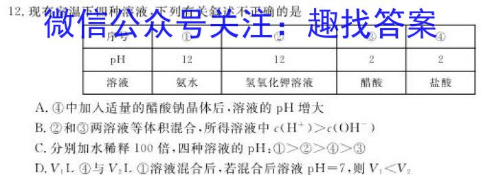 湘豫名校联考 2023年3月高三第一次模拟考试化学