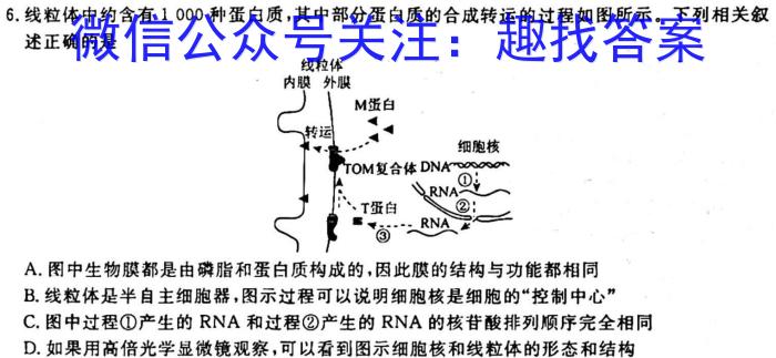 2023届衡水金卷先享题信息卷 全国甲卷A二生物