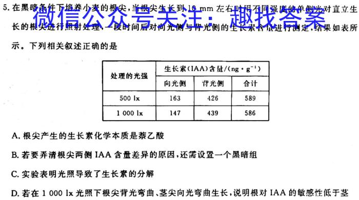 衡水金卷信息卷2023全国卷一二生物试卷答案