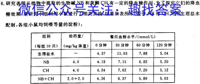 023届甘肃高三年级2月联考生物"