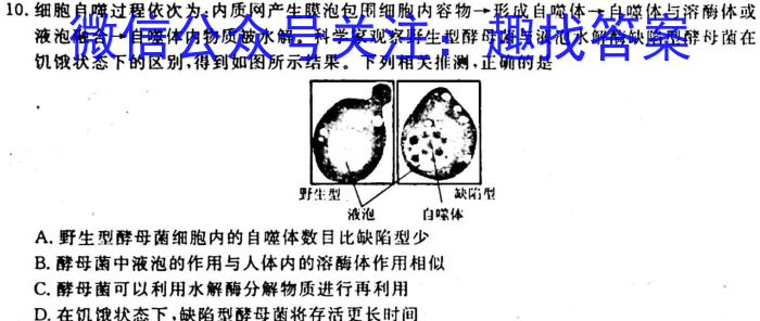 2023年普通高等学校招生全国统一考试·冲刺押题卷(一)1生物