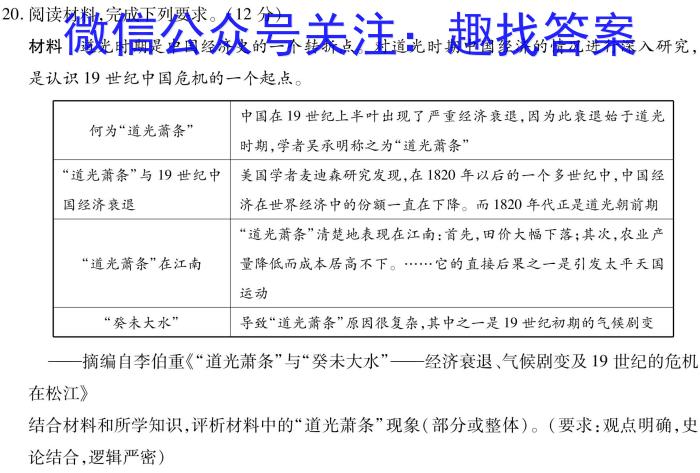 [国考1号14]第14套 高中2023届高考适应性考试历史