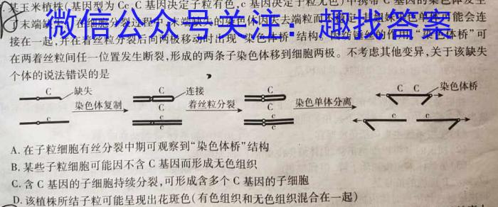 安徽省九年级2022-2023学年新课标闯关卷（十七）AH生物