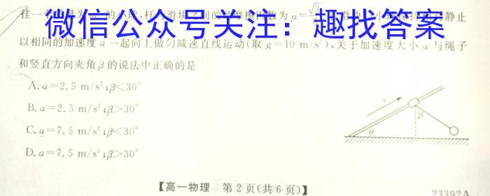 2023普通高等学校招生全国统一考试·冲刺押题卷 新教材(六)6q物理