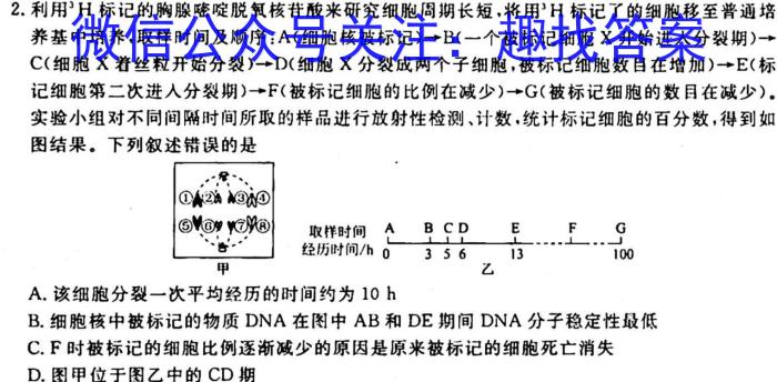 2023届智慧上进名校学术联盟高考模拟信息卷押题卷（一）生物