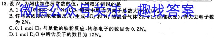 百师联盟 2023届高三冲刺卷(一)1 新高考卷化学