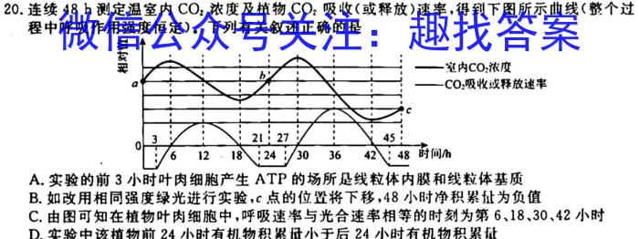 衡中同卷信息卷2023全国卷(一)生物