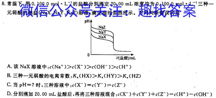 2023年抚顺市普通高中高三模拟考试化学