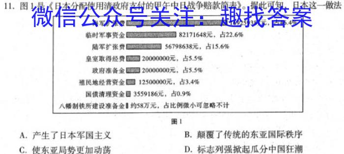 2023年[云南一统]云南省第一次高中毕业生复*统一检测历史试卷