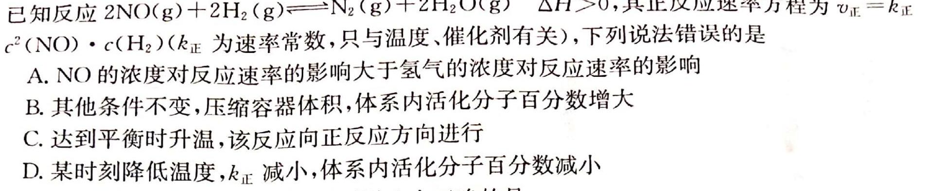 2023年临沂市2022级普通高中学科素养水平监测试卷(2023.2)化学