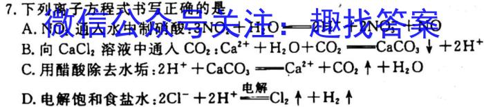 哈尔滨市2024级高一上学期学业质量检测化学