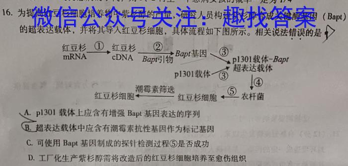 炎德英才大联考 长郡中学2023届高三月考(七)生物